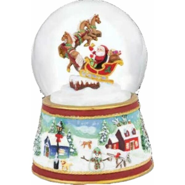 santas sleigh musical snow globe